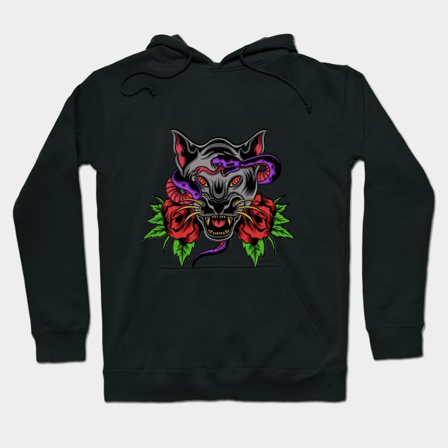 Black Jaguar and Snake Combo Hoodie by mystiza_art